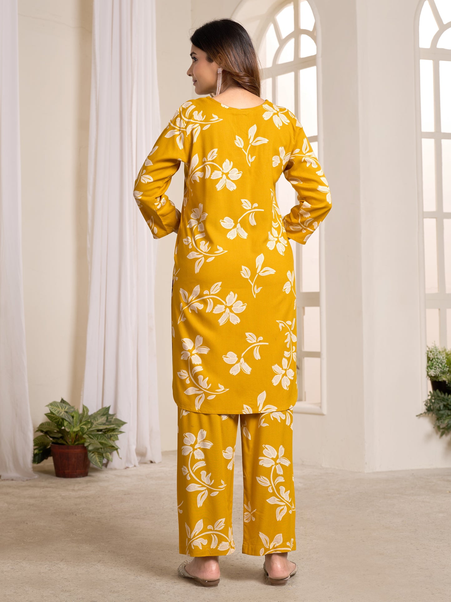 Mustard Yellow Floral Printed Co-ord set