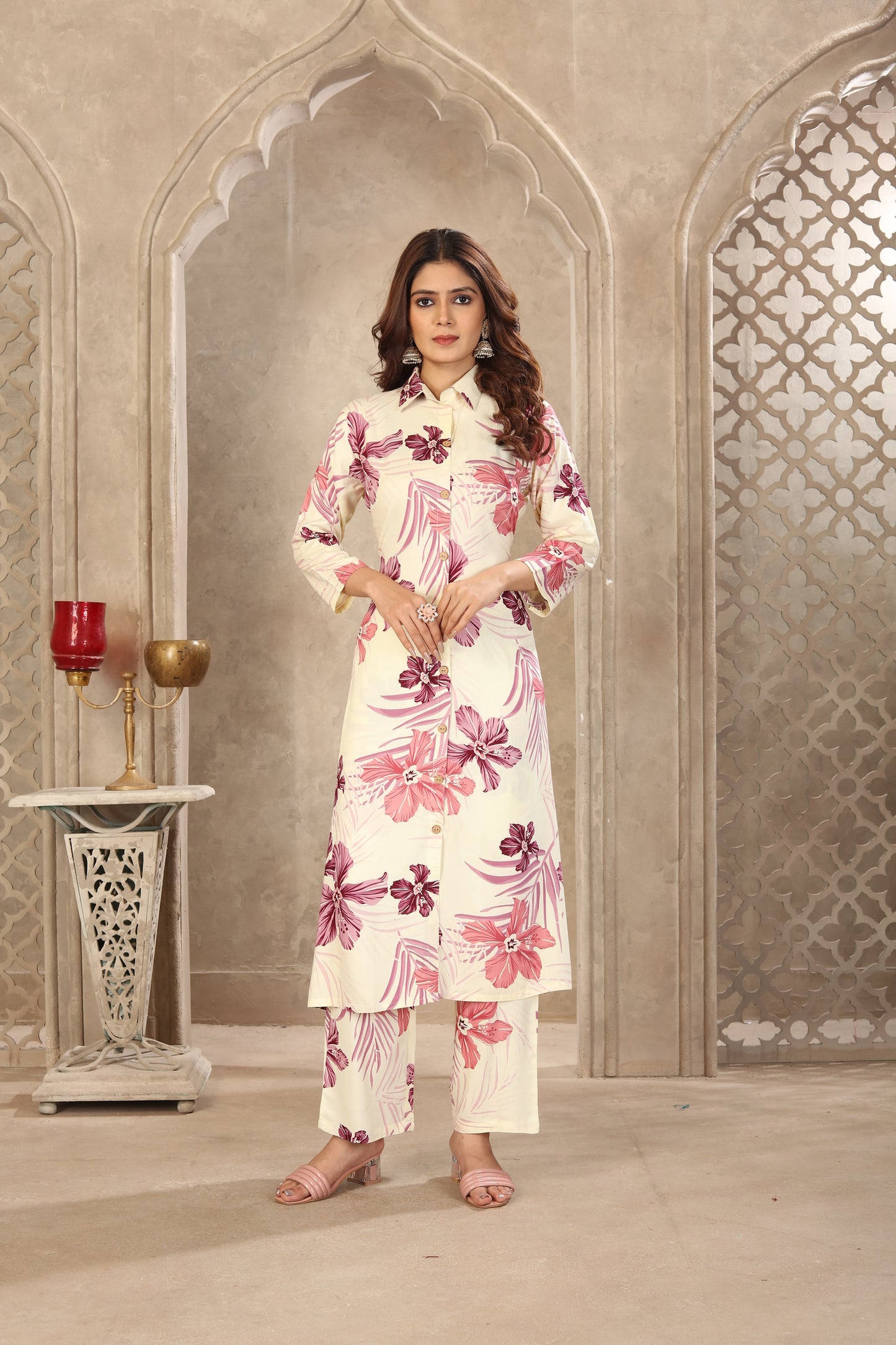 Ivory Floral Print Co-ord Set