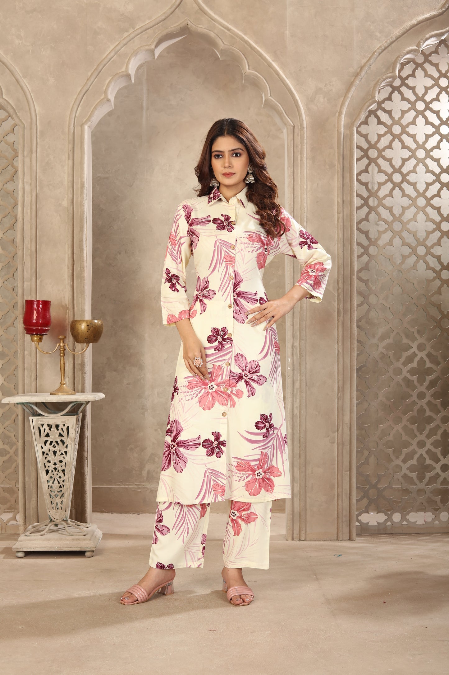 Ivory Floral Print Co-ord Set
