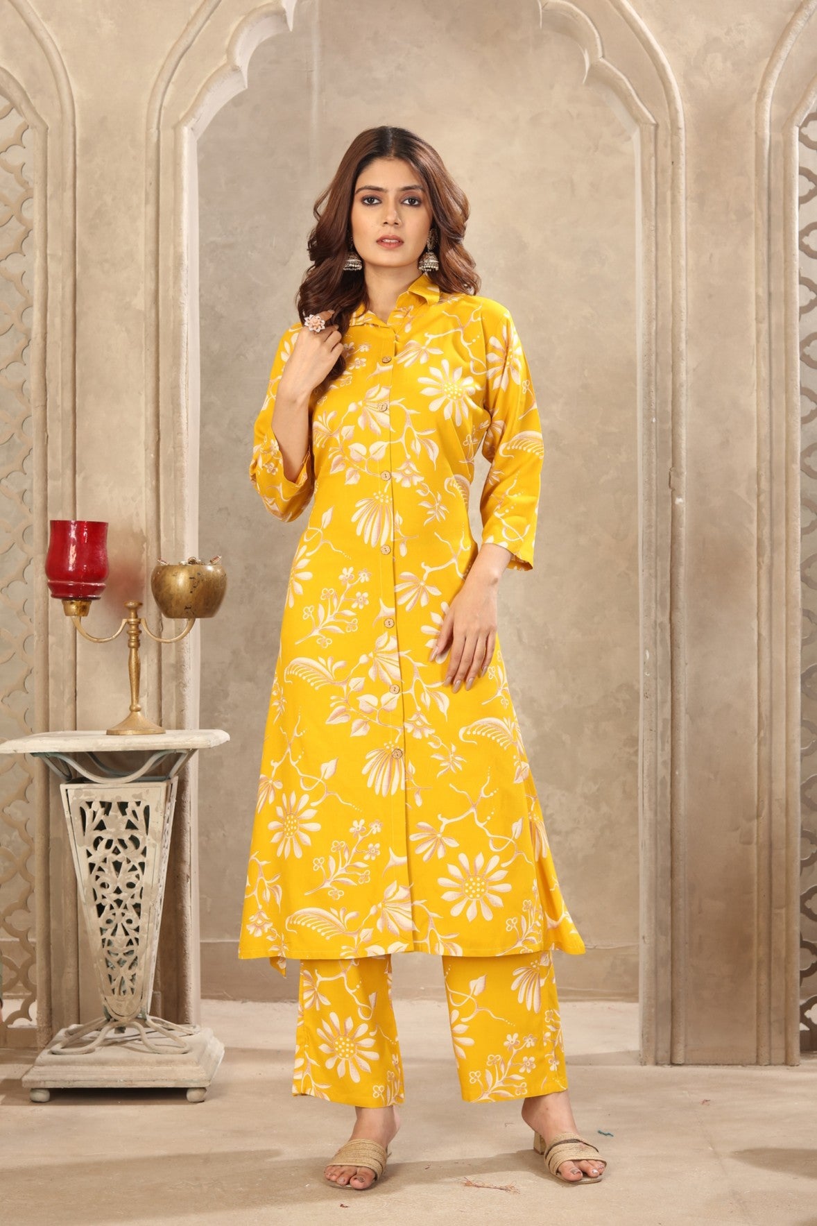 Mustard Yellow Floral Print Co-ord Set