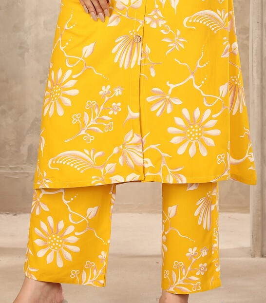 Mustard Yellow Floral Print Co-ord Set