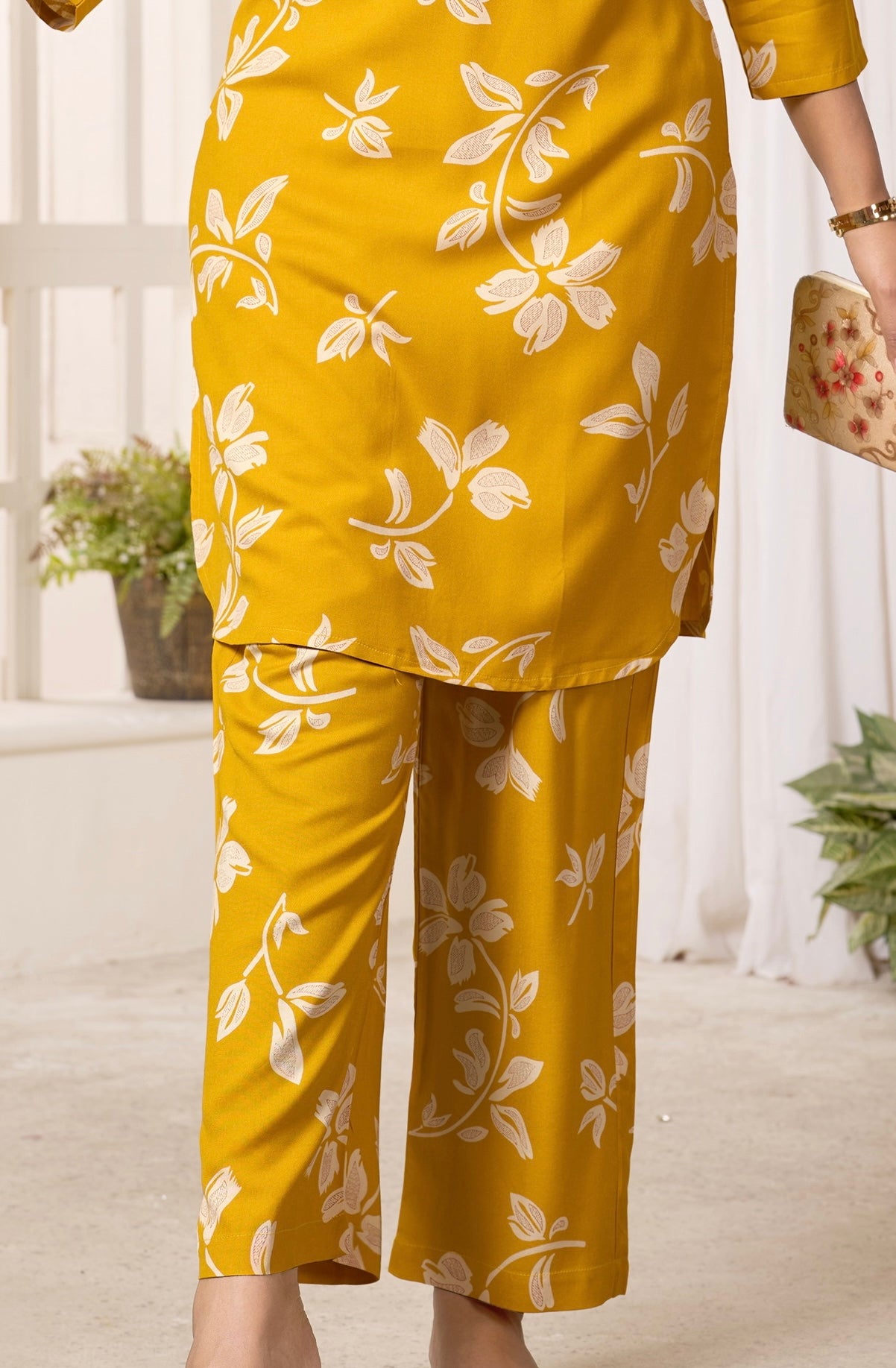 Mustard Yellow Floral Printed Co-ord set