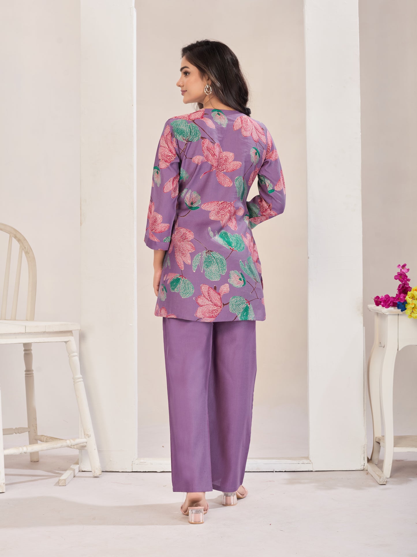 Purple Burlin Cotton Coord Set