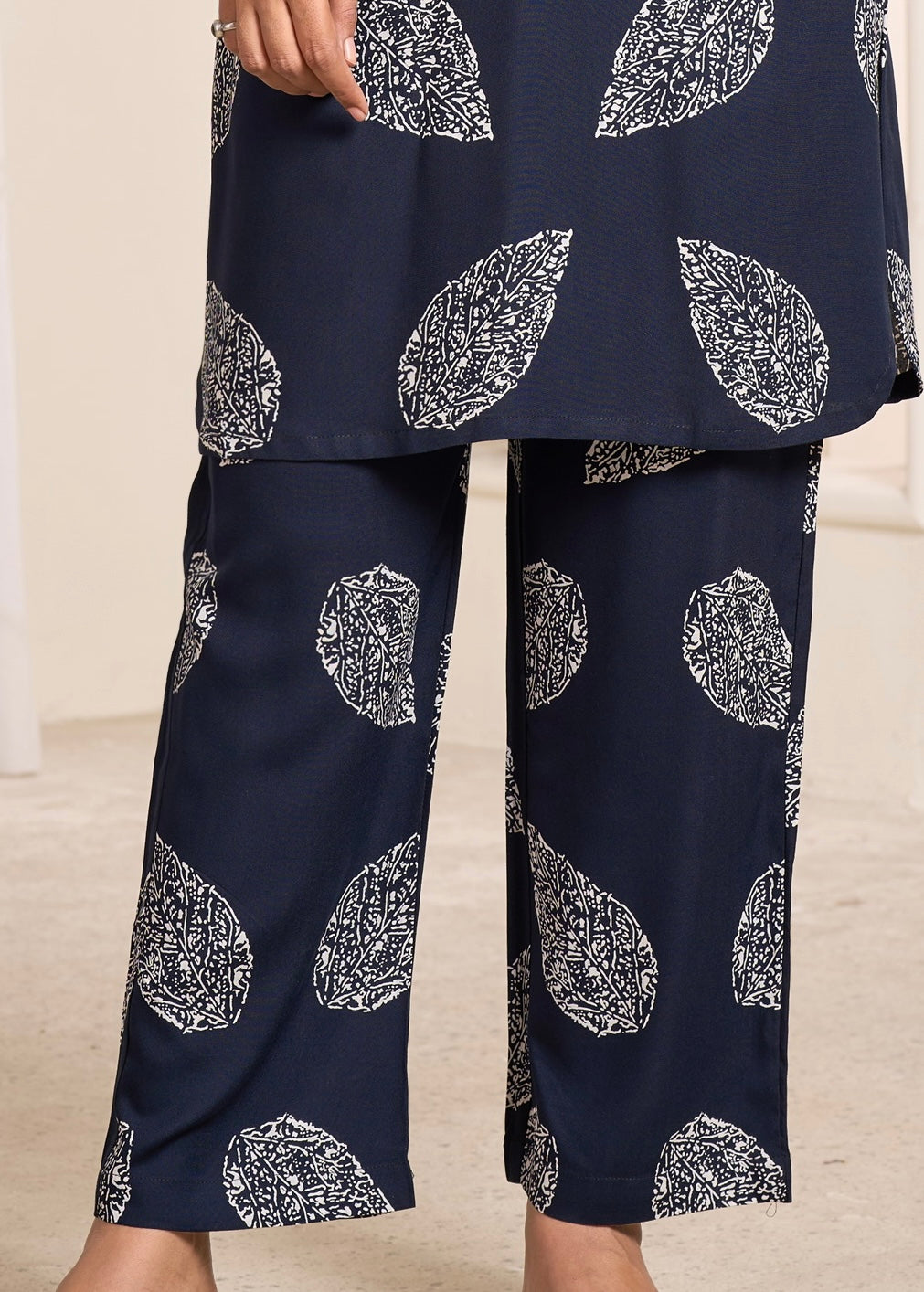 Navy Leaf – Printed Co-ord Set
