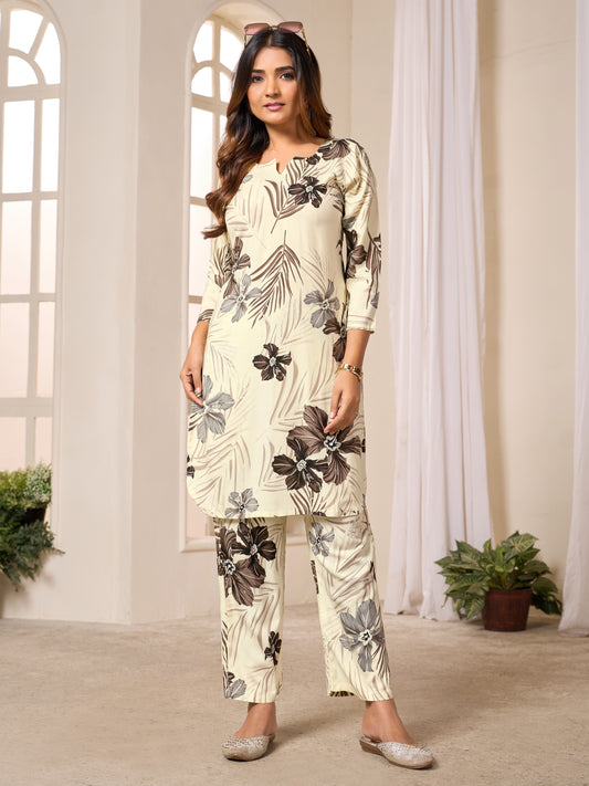 Floral Breeze Beige Co-ord Set