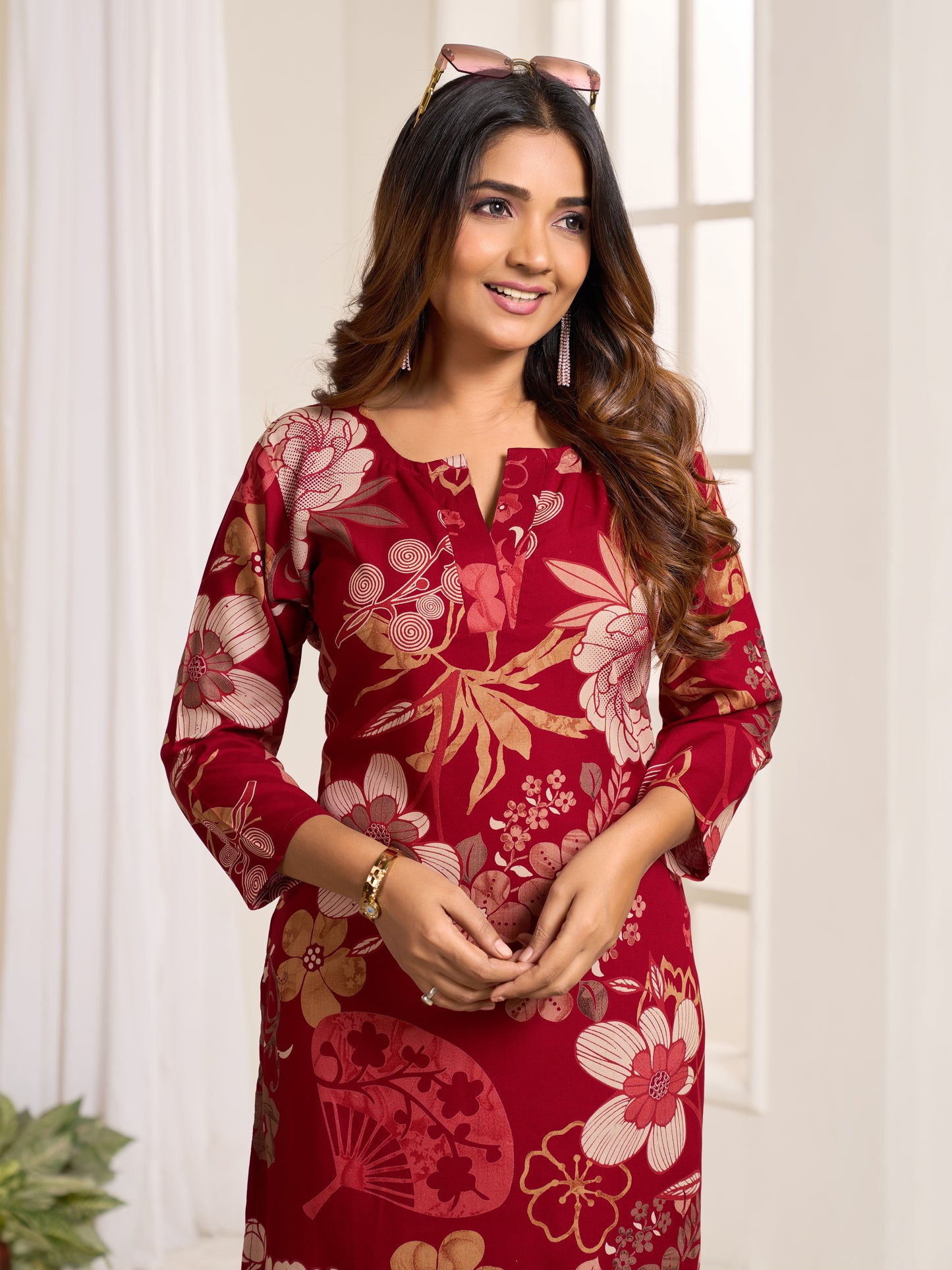 Elegant Maroon Floral Co-ord Set