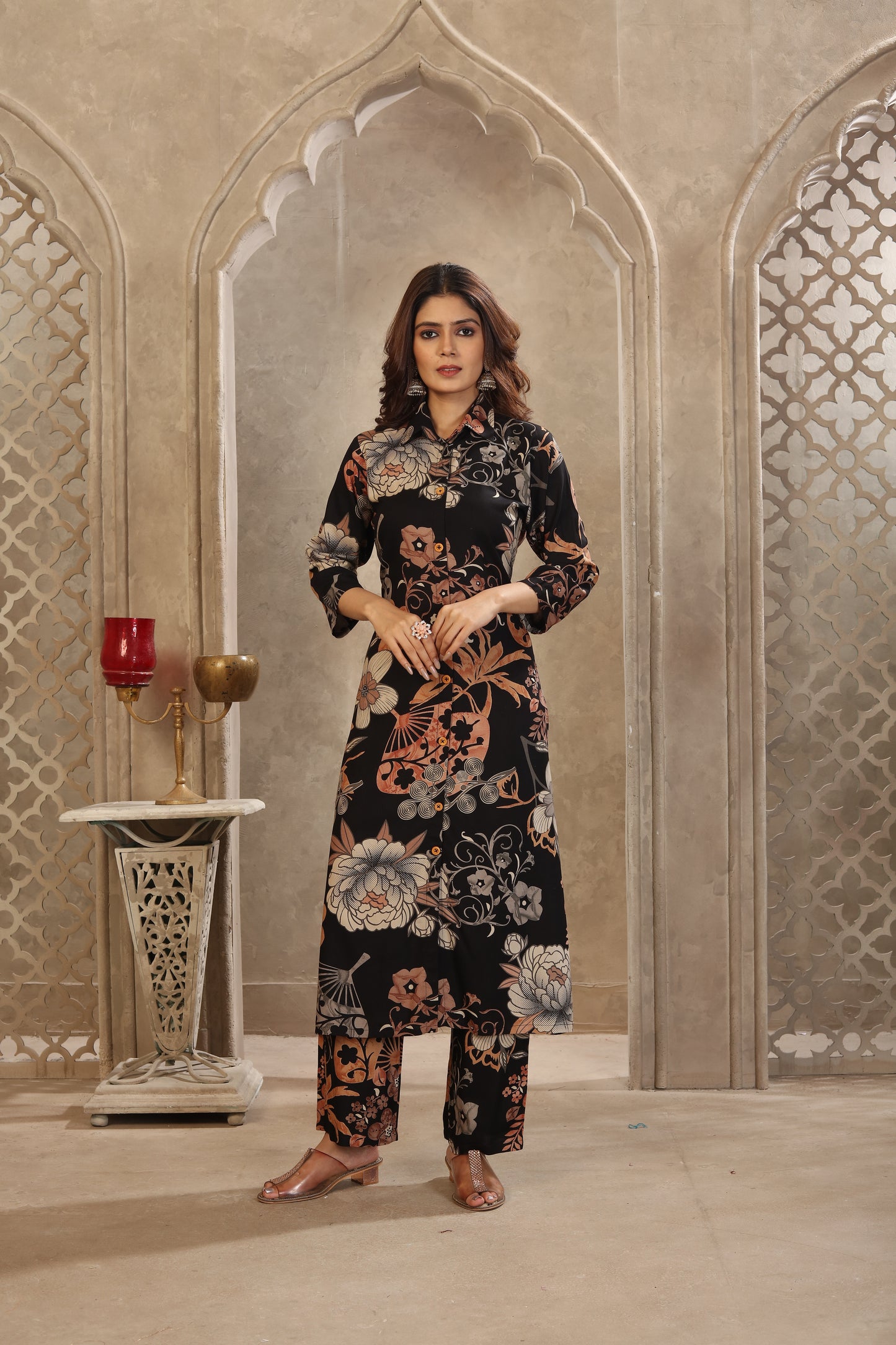 Black Floral Co-ord Set