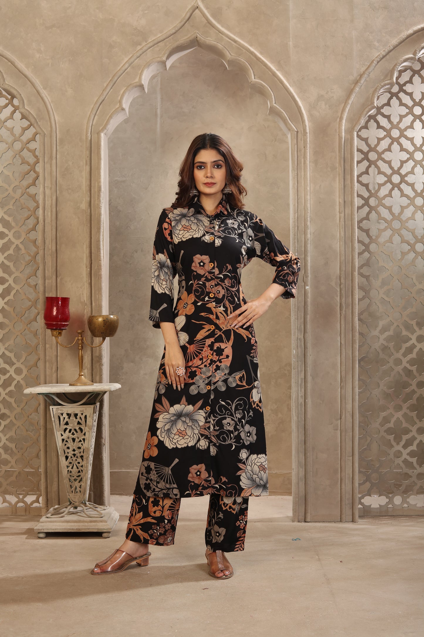 Black Floral Co-ord Set
