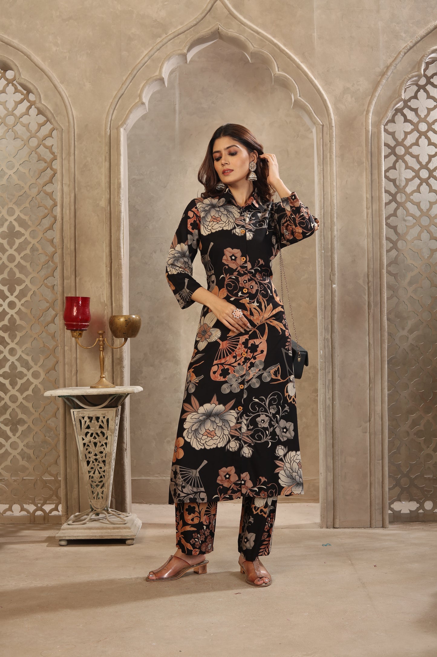 Black Floral Co-ord Set