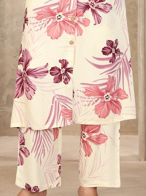 Ivory Floral Print Co-ord Set