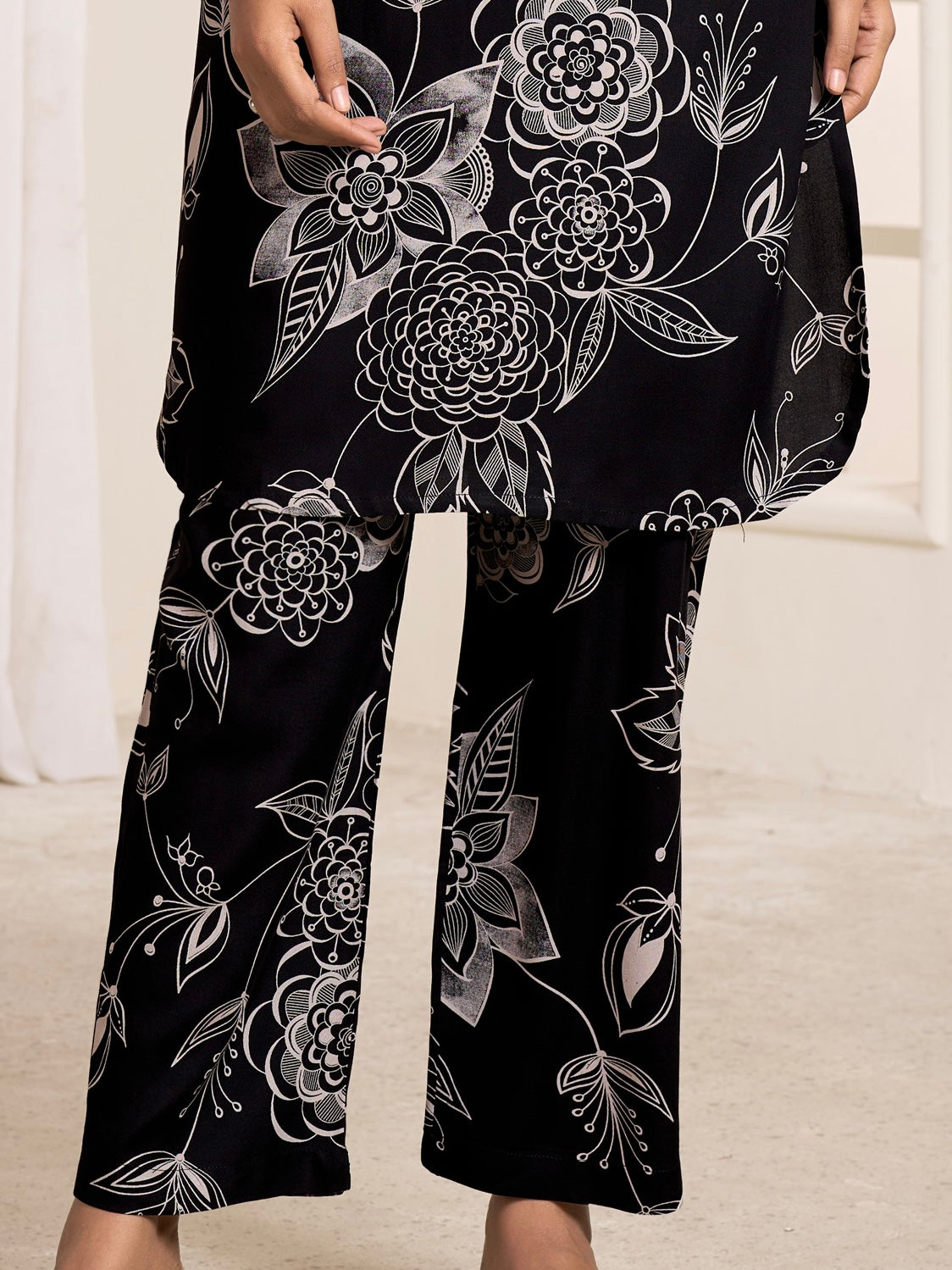 Midnight Grace – Black Floral Co-ord Set