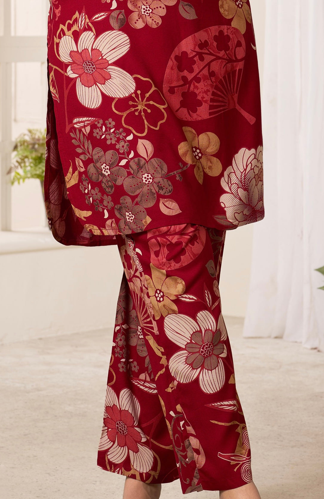 Elegant Maroon Floral Co-ord Set