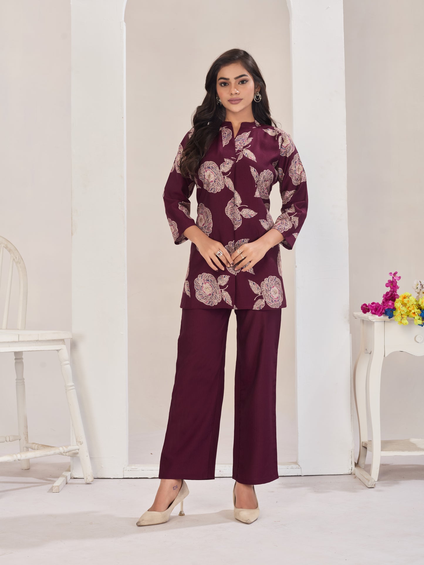 Red Burlin Cotton Coord Set