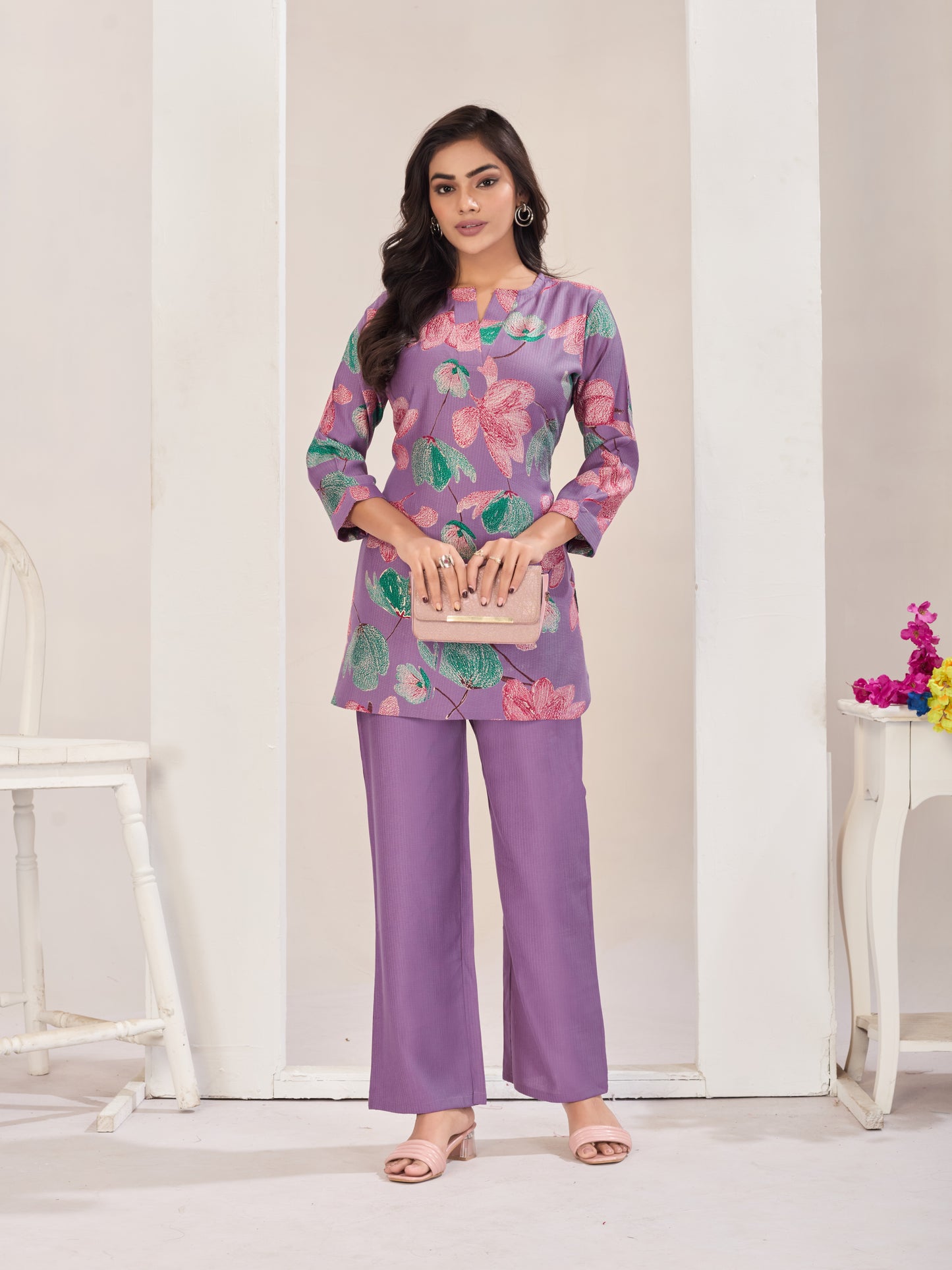 Purple Burlin Cotton Coord Set