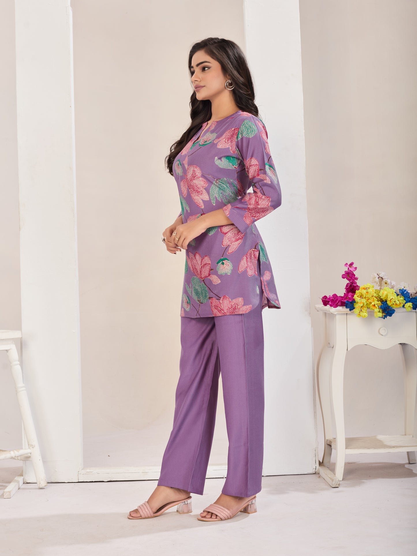 Purple Burlin Cotton Coord Set