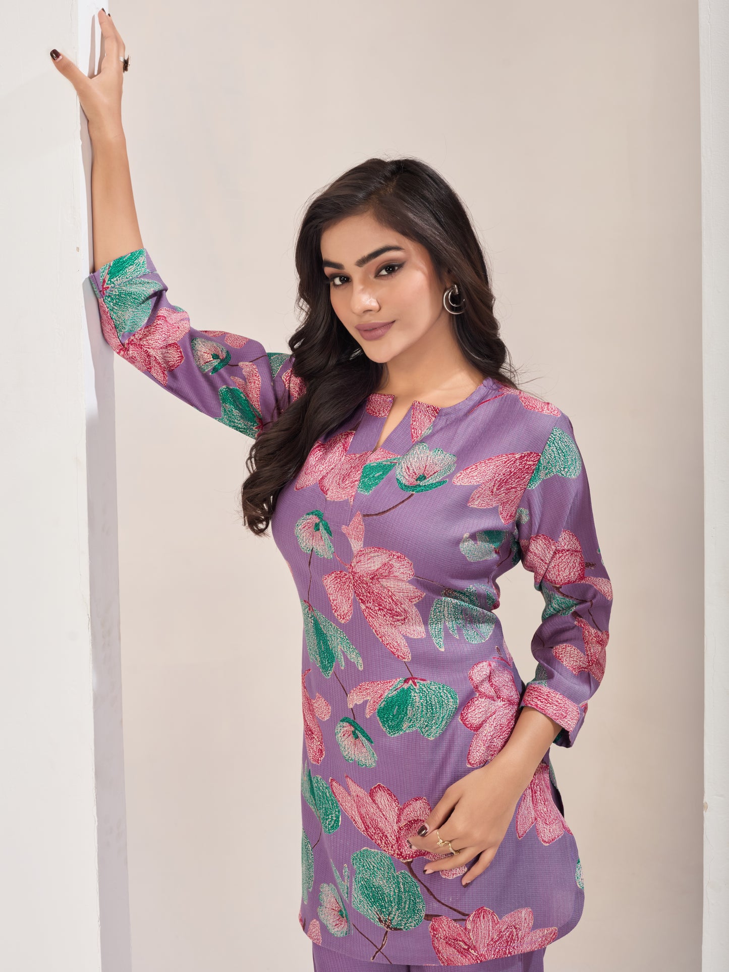 Purple Burlin Cotton Coord Set