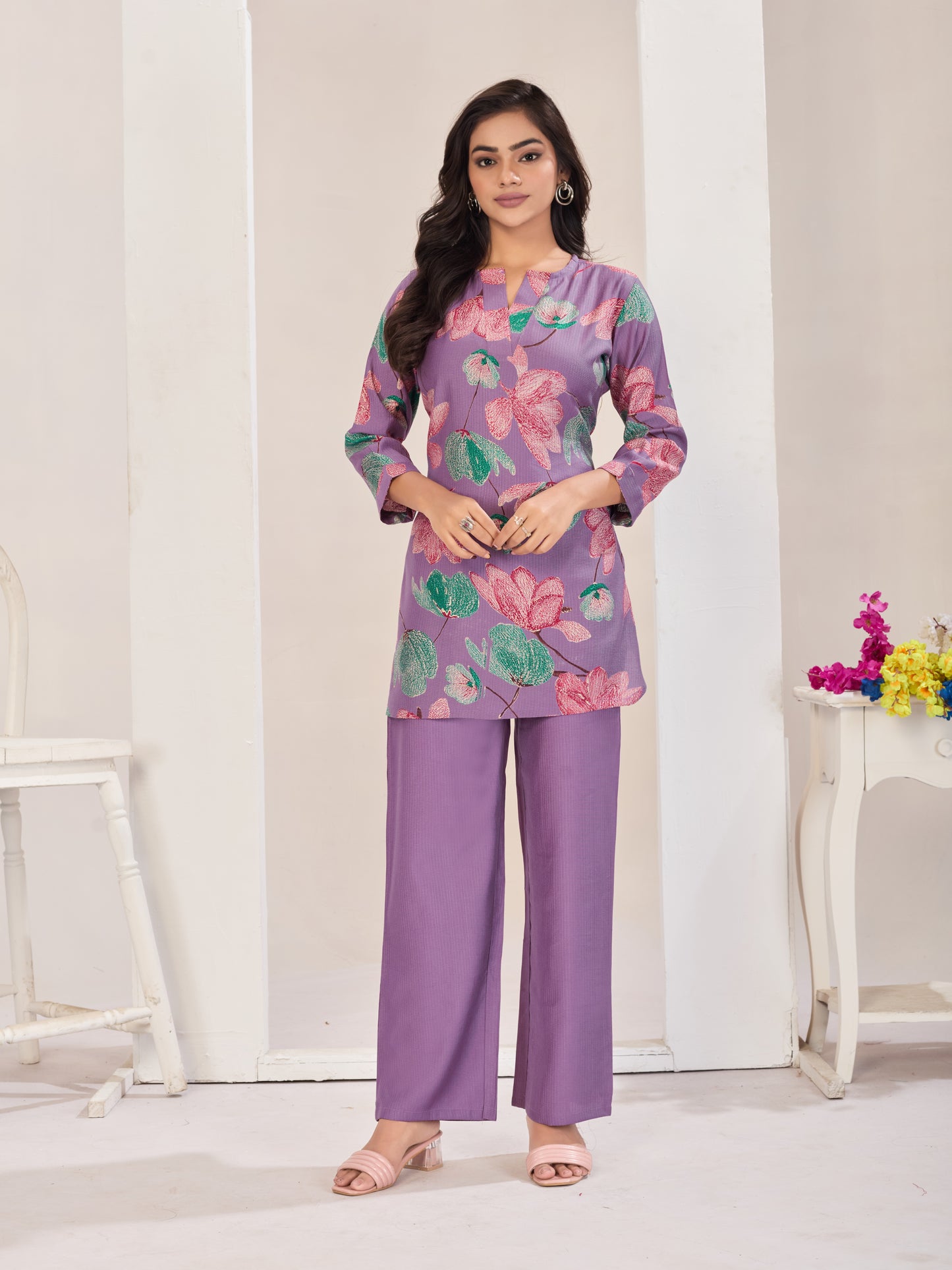Purple Burlin Cotton Coord Set