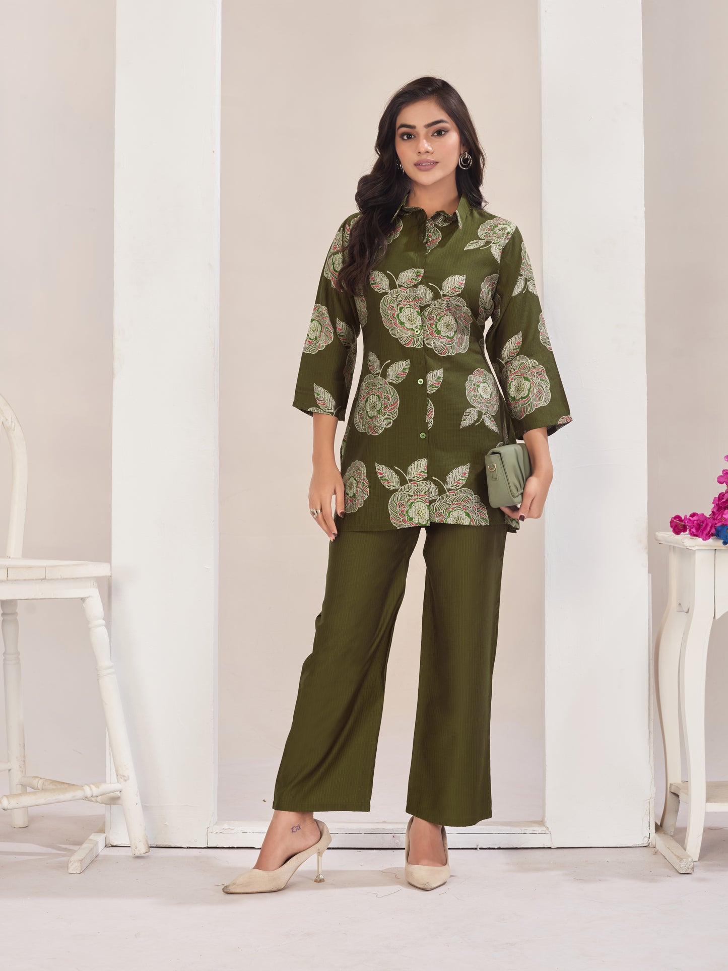 Green Burlin Cotton Coord Set