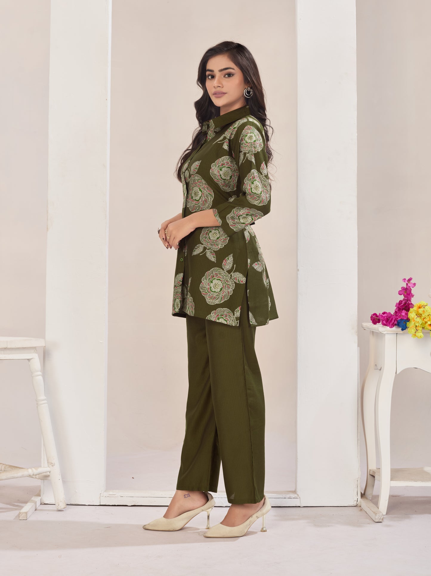 Green Burlin Cotton Coord Set