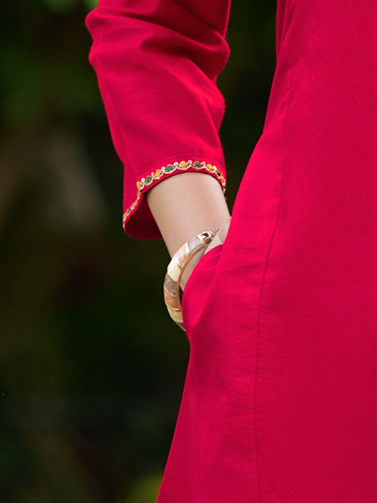 Red Viscose Silk Blend Embroidered Kurta Set with Dupatta