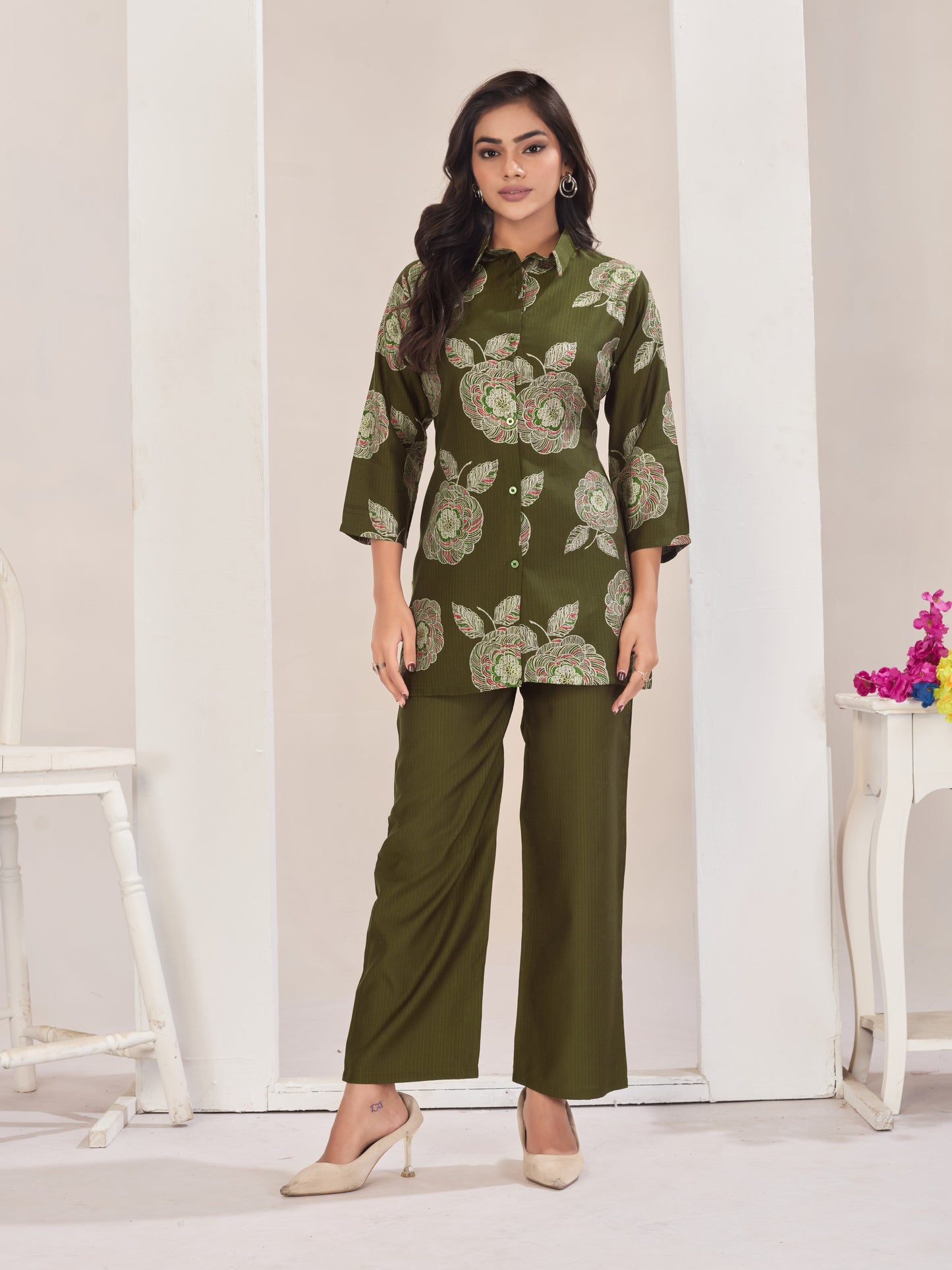 Green Burlin Cotton Coord Set